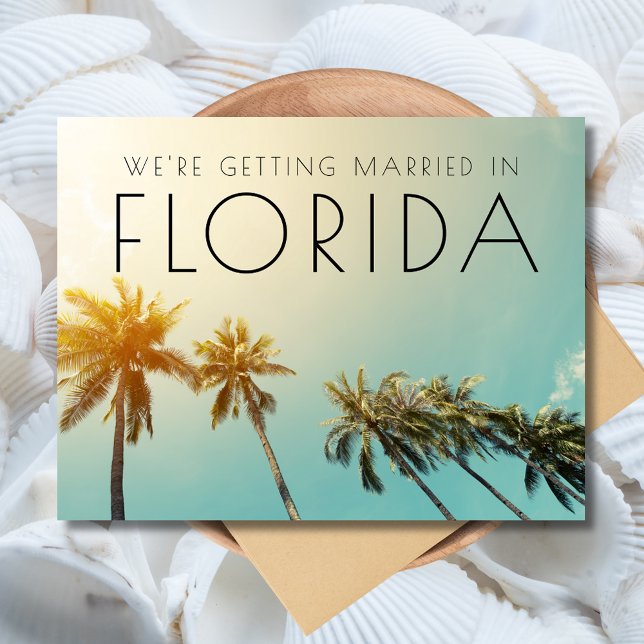 Florida Budget Beach Hochzeit Save the Date Ankündigungspostkarte (Florida Budget Beach Wedding Save the Date)
