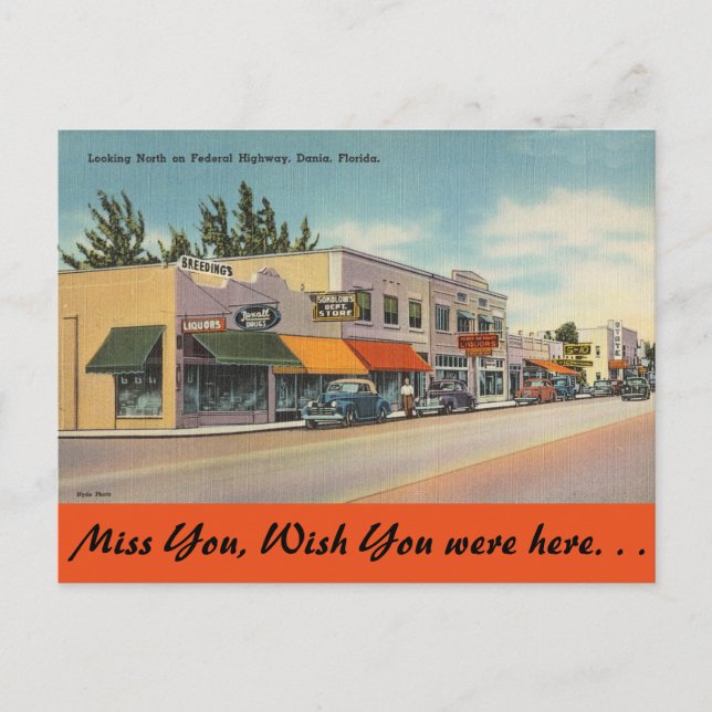 Florida, Bundesstaatlich Highway, Dania Postkarte (Vorderseite)