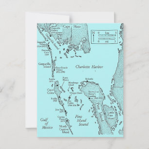 Florida Charlotte Hafen Vintage Karte Postkarte