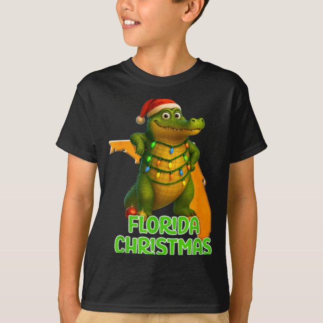 Florida Christmas Alligator Wearing Santa Hat Vaca T-Shirt (Vorderseite)