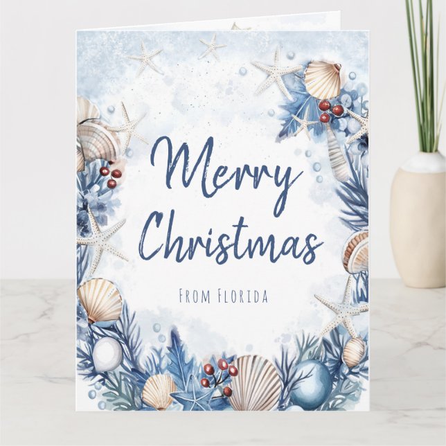 Florida Christmas Card Personalizable Dankeskarte (Vorderseite)