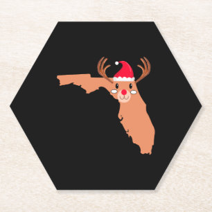 FLORIDA Christmas Hat Antler Red Nose Reindeer Untersetzer