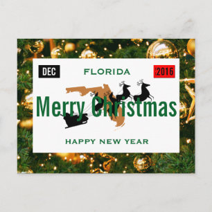 Florida Christmas Plate Personalize Feiertagspostkarte