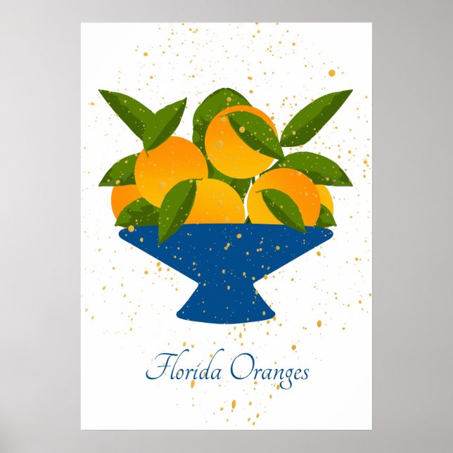 Florida Citrus Orange in Blue Frucht Bowl Poster (Vorne)