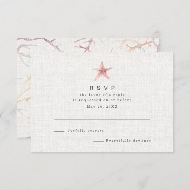 Florida Coastal Beach Watercolor Wedding RSVP (Vorne/Hinten)