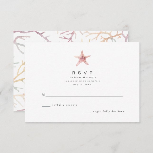 Florida Coastal Beach Watercolor Wedding RSVP (Vorne/Hinten)