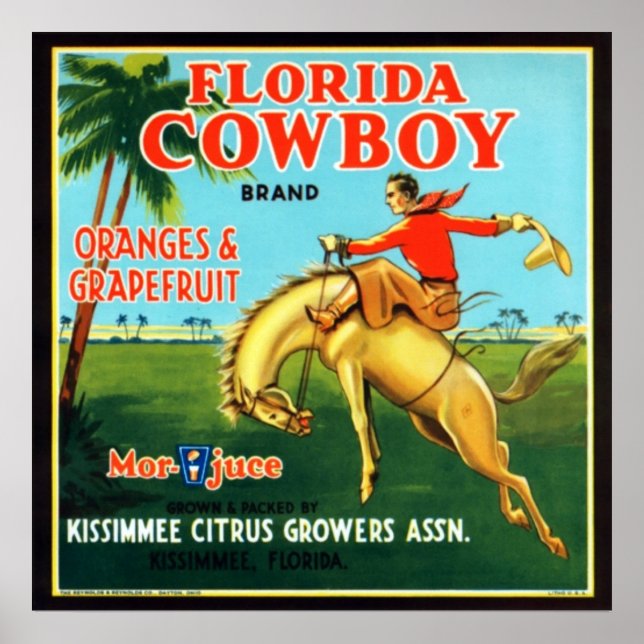 Florida Cowboy Orangen und Grapefruits Poster (Vorne)