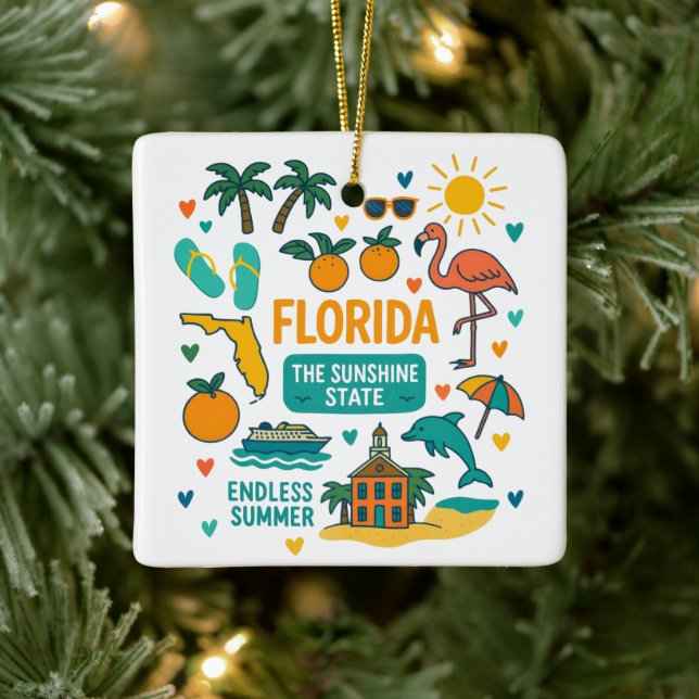 Florida Custom USA Family Trip Halten Sie Weihnach Keramikornament (Baum)