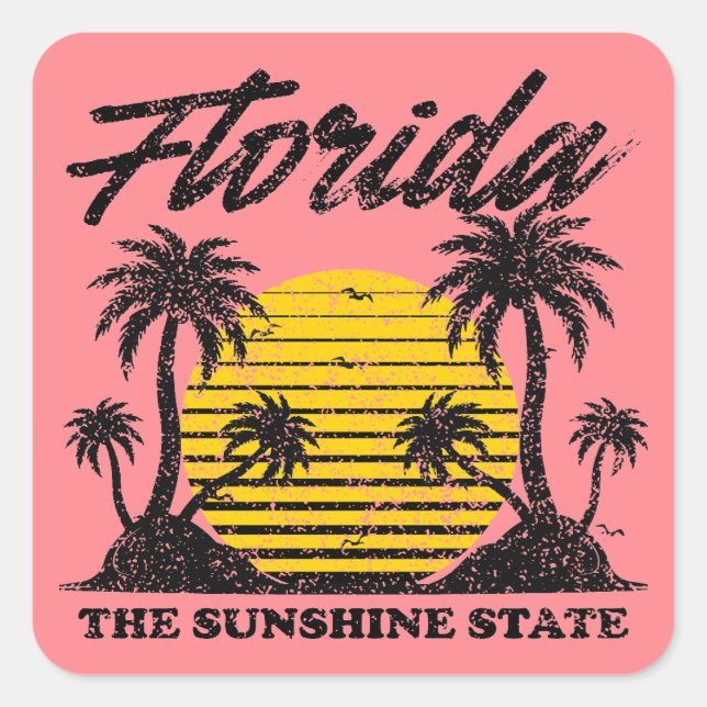Florida Der Sonnenschein-Staat Quadratischer Aufkleber (Vorderseite)