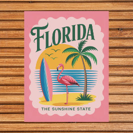 Florida Der Sonnenschein Staat Retro Flamingo Surf Postkarte
