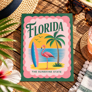 Florida Der Sonnenschein-Staat Vintage Flamingo St Postkarte