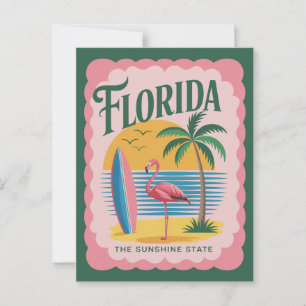 Florida Der sonnige Staat Vintag Flamingo Beach Postkarte