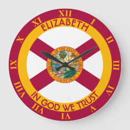Florida Die Personalisierte Flagge des Sunshine St Große Wanduhr