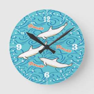 Florida Dolphin mit dem Kapitänring Runde Wanduhr