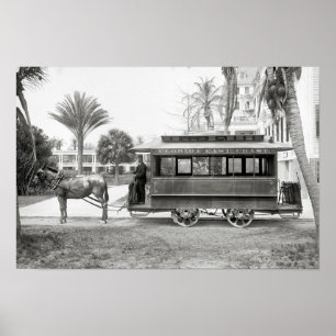 Florida East Coast Trolley, 1905. Antikes Foto Poster