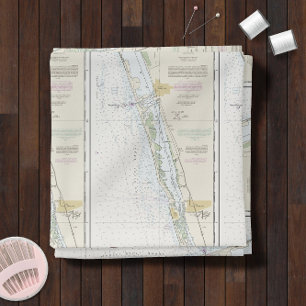 Florida East Coat Authentisches nautisches Diagram Stoff