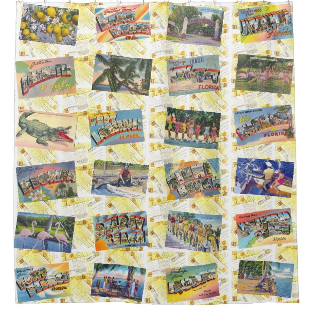 FLORIDA ein Retro Duschvorhang (Vorderseite)