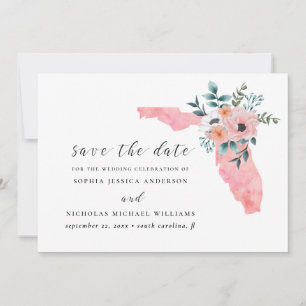 Florida. Elegante rosa Blüten. Aquarell floral Save The Date