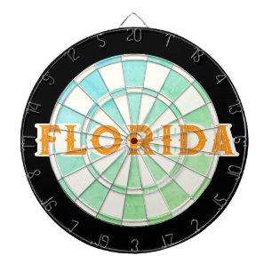FLORIDA Elegantes Dartboard mit orangem Text Dartscheibe