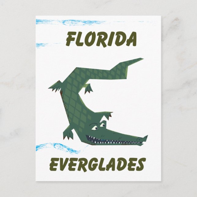 Florida Everglades Alligator Kunst. Postkarte (Vorderseite)