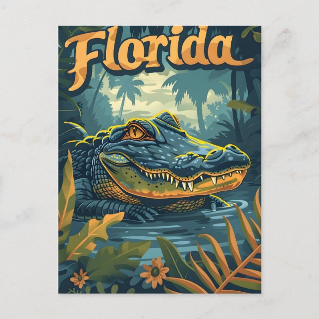 Florida Everglades Alligator Vintag Postkarte (Vorderseite)
