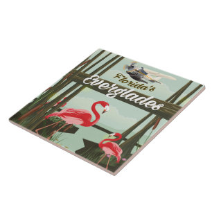Florida Everglades Cartoon-Reiseposter Fliese