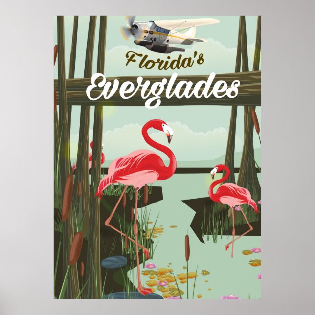 Florida Everglades Cartoon Travel Poster (Vorne)