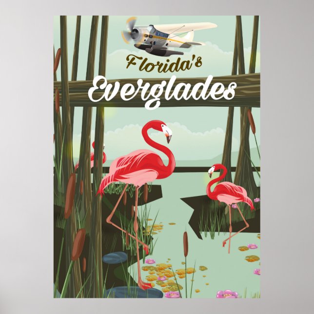 Florida Everglades Cartoon Travel Poster (Vorne)