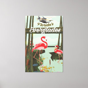 Florida Everglades Cartoon Travel Poster Leinwanddruck