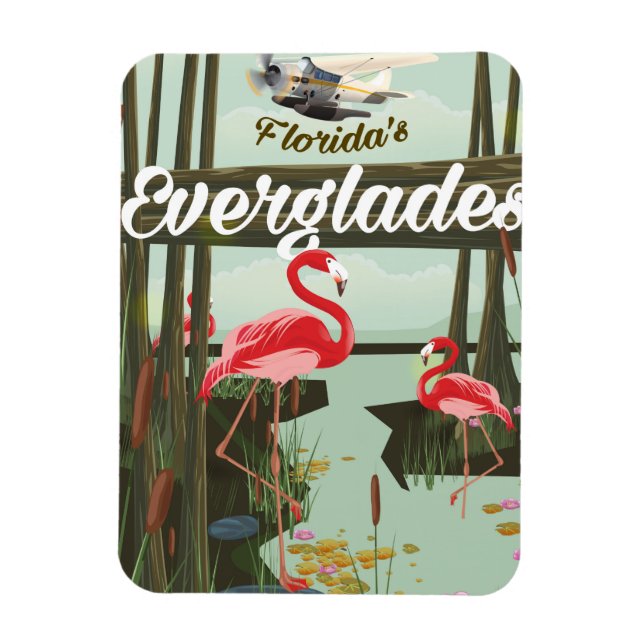 Florida Everglades Cartoon Travel Poster Magnet (Vertikal)