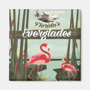 Florida Everglades Cartoon Travel Poster Magnet