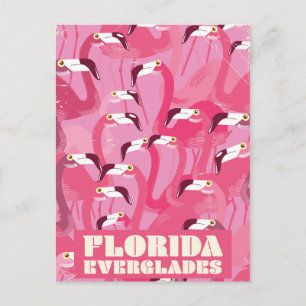 Florida Everglades Flamingo Vintage-Reiseplakat Postkarte