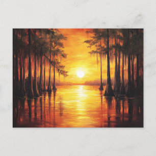 Florida Everglades Sonnenuntergang Landschaftsmale Postkarte