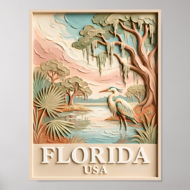 Florida Everglades Wildtier Vogel Textur Landschaf Poster (Vorne)