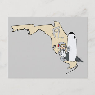 Florida FL Karte & Space Shuttle Cartoon Art Motto