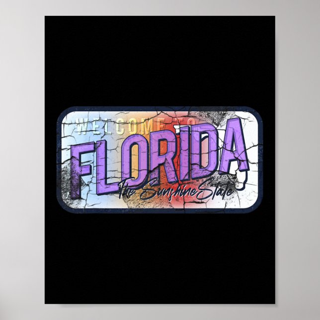 Florida Fl Summer Miami Vibes Beach Sunshine Staat Poster (Vorne)