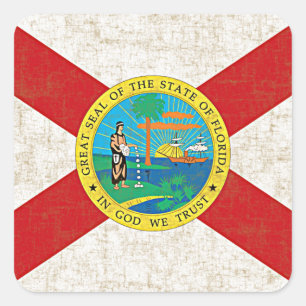 FLORIDA FLAG AGED QUADRATISCHER AUFKLEBER