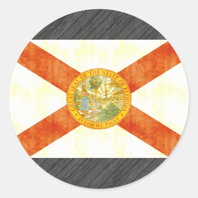 Florida-Flag Retro-Vintag Runder Aufkleber (Vorderseite)
