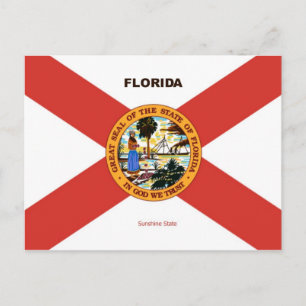 Florida Flag und Slogan Postkarte