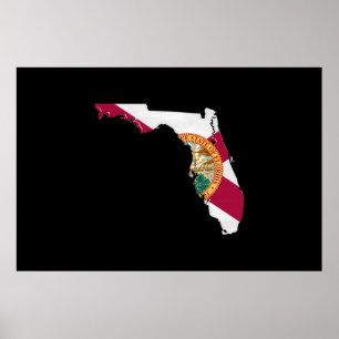 Florida-Flagge und -Karte Poster