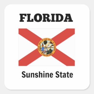 Florida-Flagge und Staat-Motto Quadratischer Aufkleber