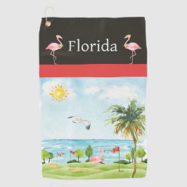 Florida Flamingo Golf Towel Golfhandtuch