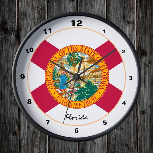 Florida & Florida Flag trendy fashion /design USA Runde Wanduhr (Von Creator hochgeladen)