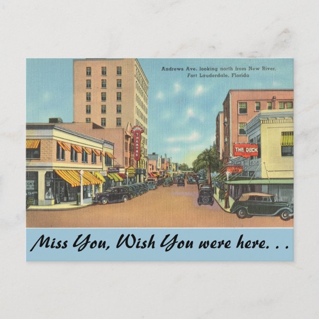 Florida, Ft. Lauderdale, Andrews Ave. Postkarte (Vorderseite)