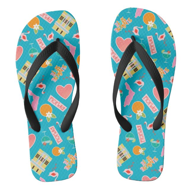 Florida Fun Muster Türkis Flip Flops (Fußbett)