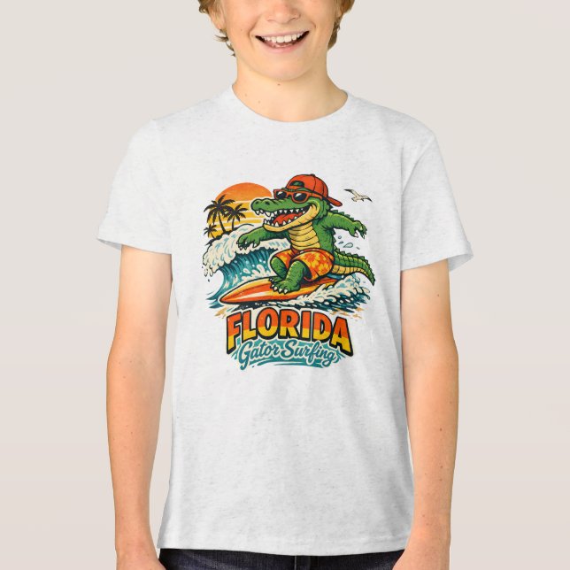 Florida Gator Surfing – Alligator Wave Rider Tri-Blend Shirt (Vorderseite)