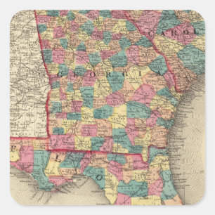 Florida, Georgia und South Carolina 2 Quadratischer Aufkleber