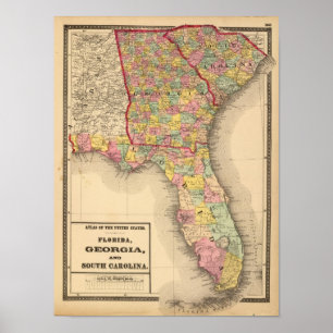 Florida, Georgien und South Carolina Poster