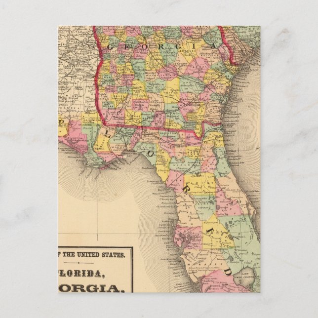 Florida, Georgien und South Carolina Postkarte (Vorderseite)