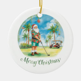 Florida Golfer Santa Golfing Holiday Keramik Ornament